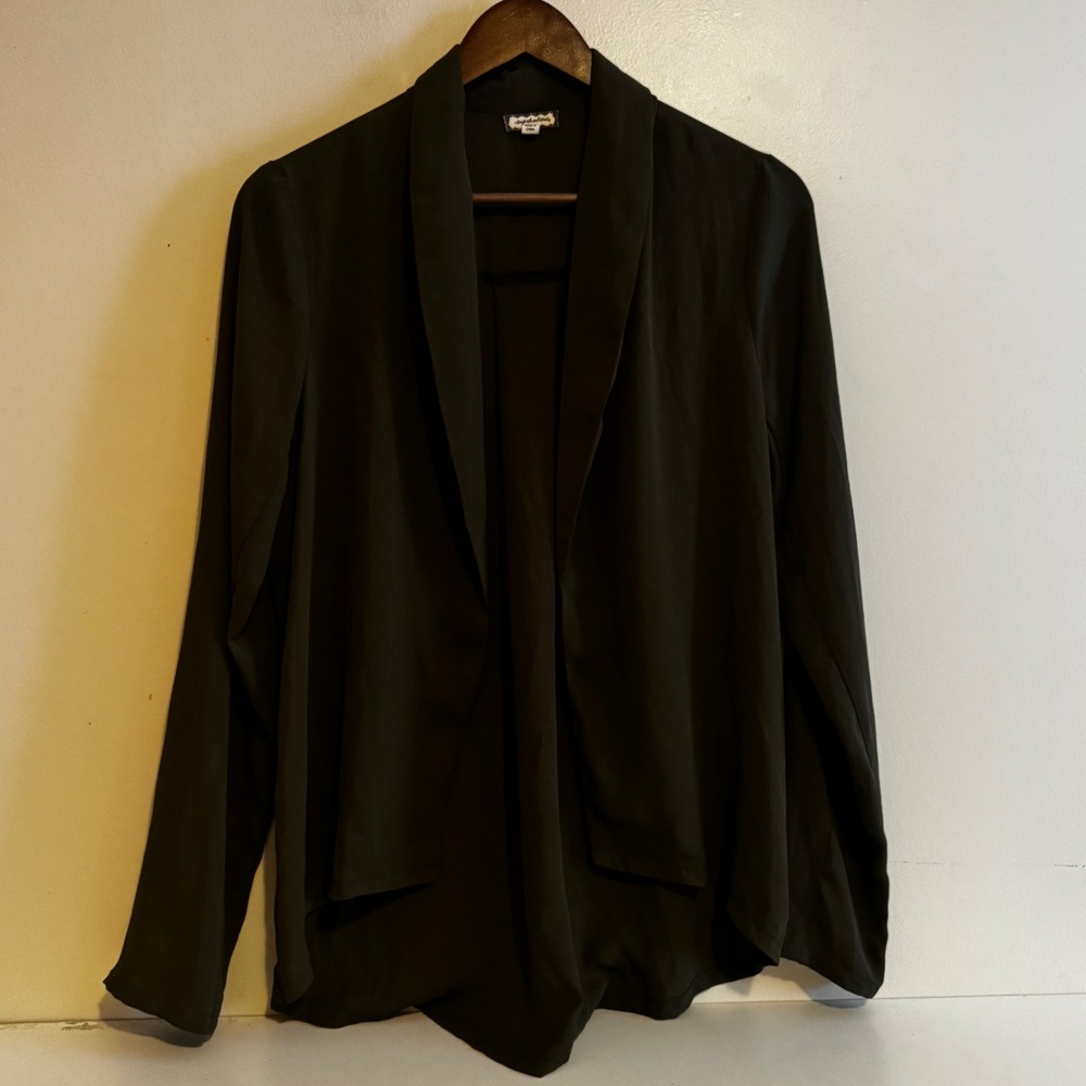 Women's M Olive Green Sheer Open Front Long Sleeve Coquette Girl Fall Layers